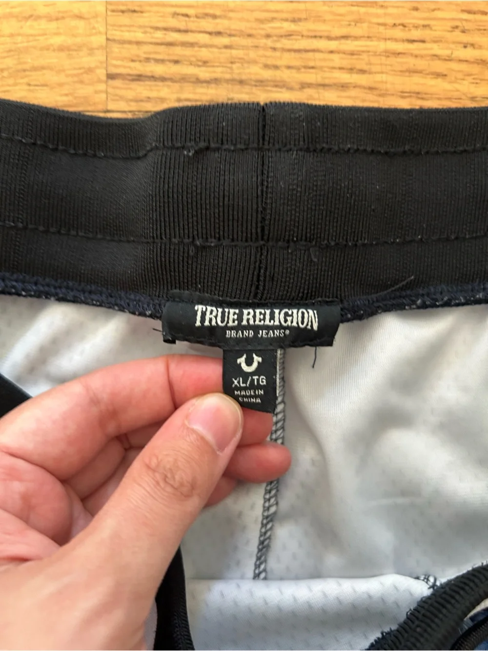 True Religion Men’s Navy and White Tie-Dye Athletic Shorts